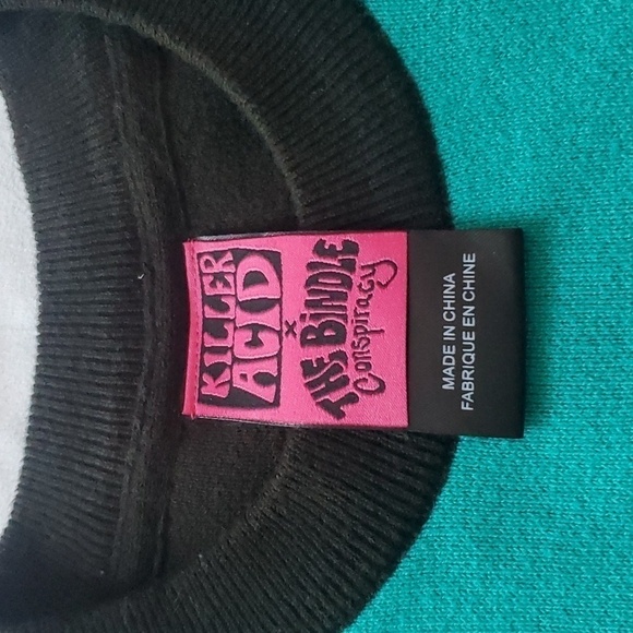 NWOT KILLER ACID X THE BINDLE CONSPIRACY World Wide Mens Teal & Black Sweater - Picture 8 of 12